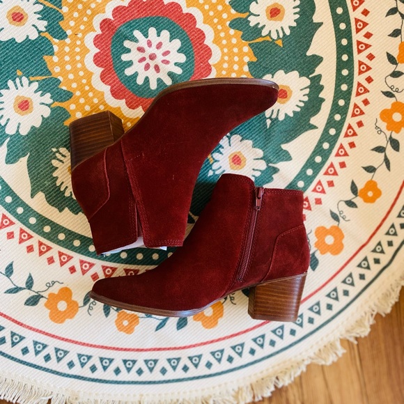 Burgundy Suade Ankle Boots - Picture 5 of 8